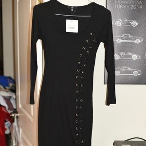 Black Eyelet Rib Midi Dress